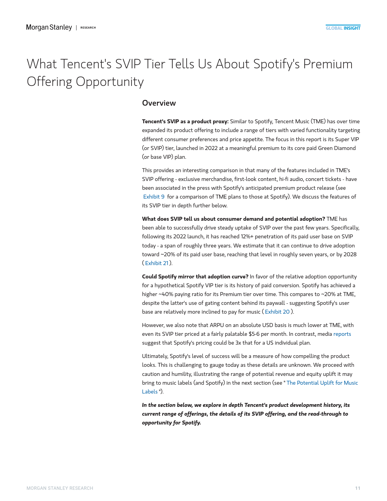 2025年中国流媒体音乐市场的高端化机遇报告（英文版）-Morgan Stanley
