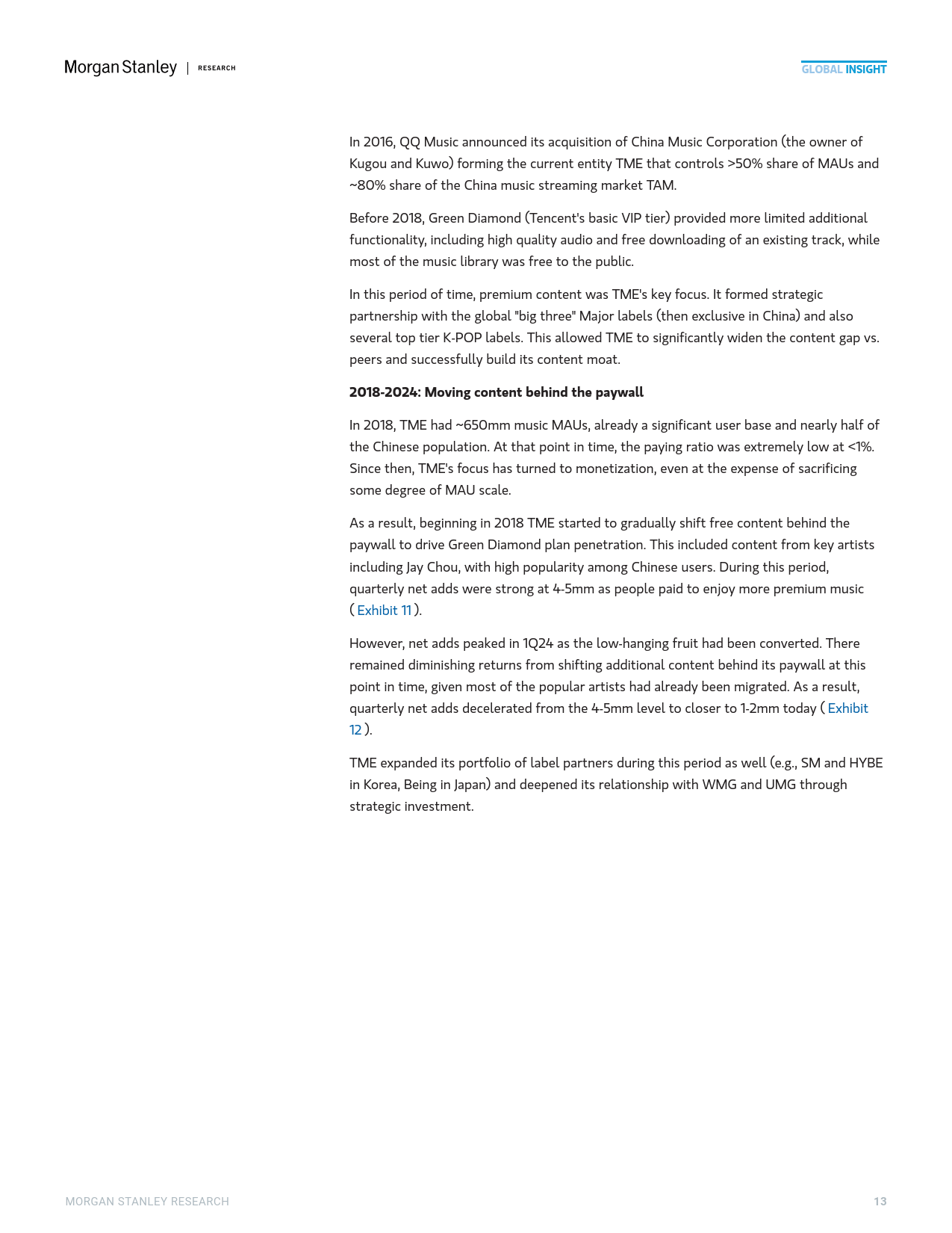 2025年中国流媒体音乐市场的高端化机遇报告（英文版）-Morgan Stanley